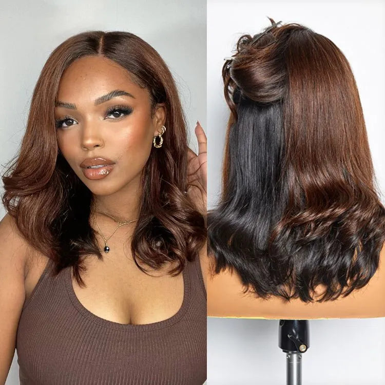 Brown with Black Peekaboo Loose Body Wave Glueless 5x5 Closure Lace Wig Main image
