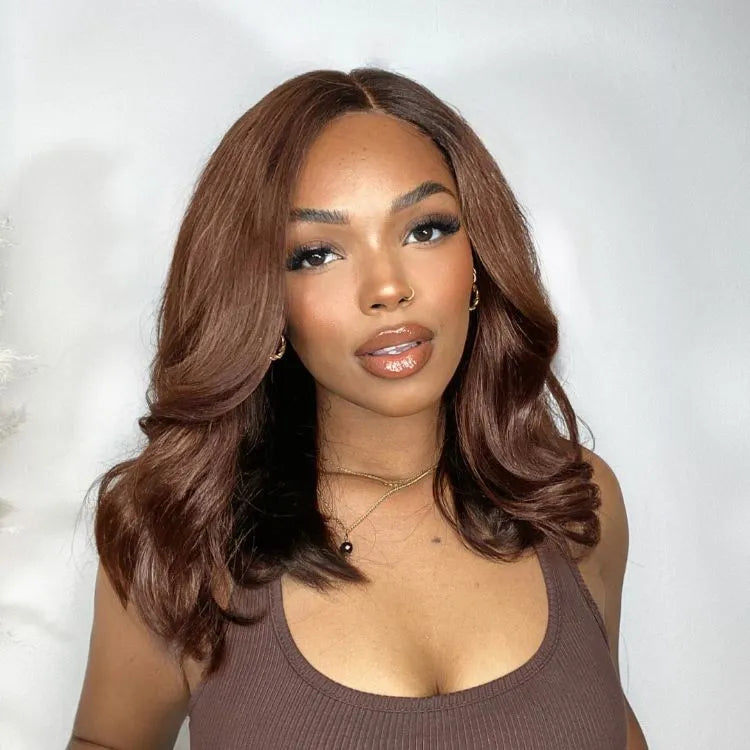 Brown with Black Peekaboo Loose Body Wave Glueless 5x5 Closure Lace Wig Secondary image