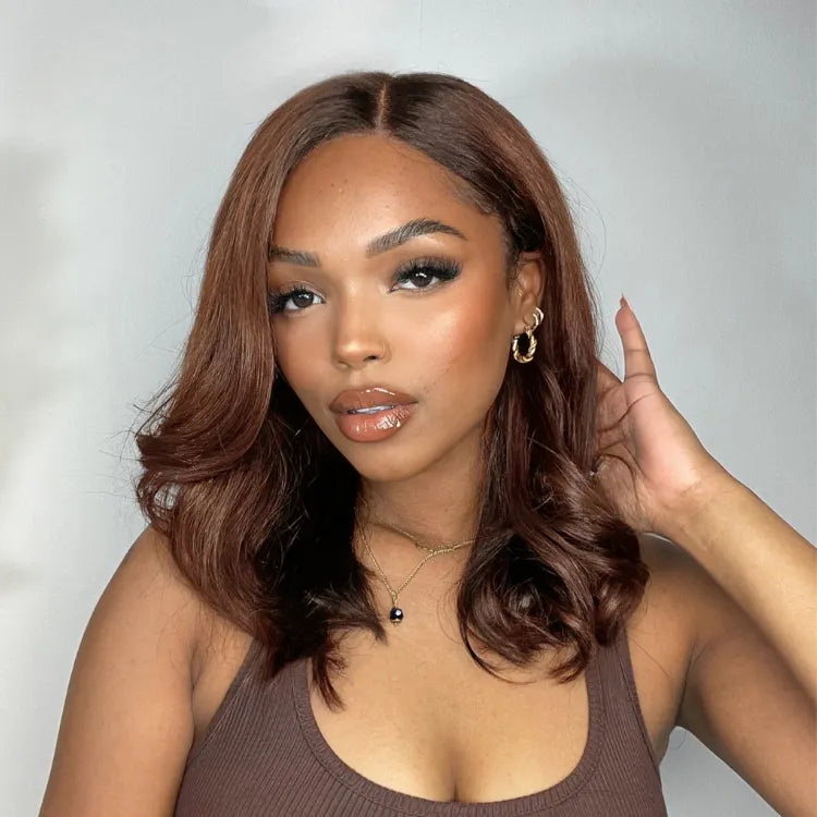 Brown with Black Peekaboo Loose Body Wave Glueless 5x5 Closure Lace Wig