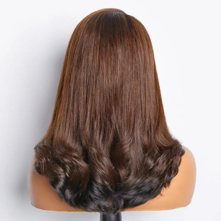 Brown with Black Peekaboo Loose Body Wave Glueless 5x5 Closure Lace Wig