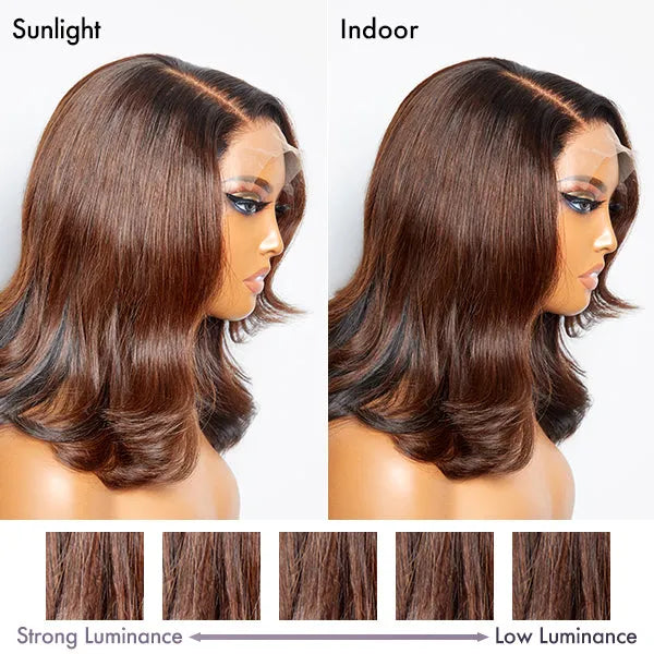 Brown with Black Peekaboo Loose Body Wave Glueless 5x5 Closure Lace Wig