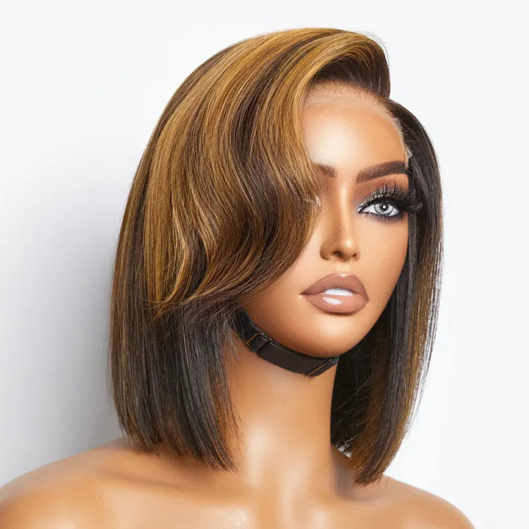 Mix Ombre Highlights Glueless 5x5 Closure HD Lace Bob Wig | Large & Small Cap Size Main image