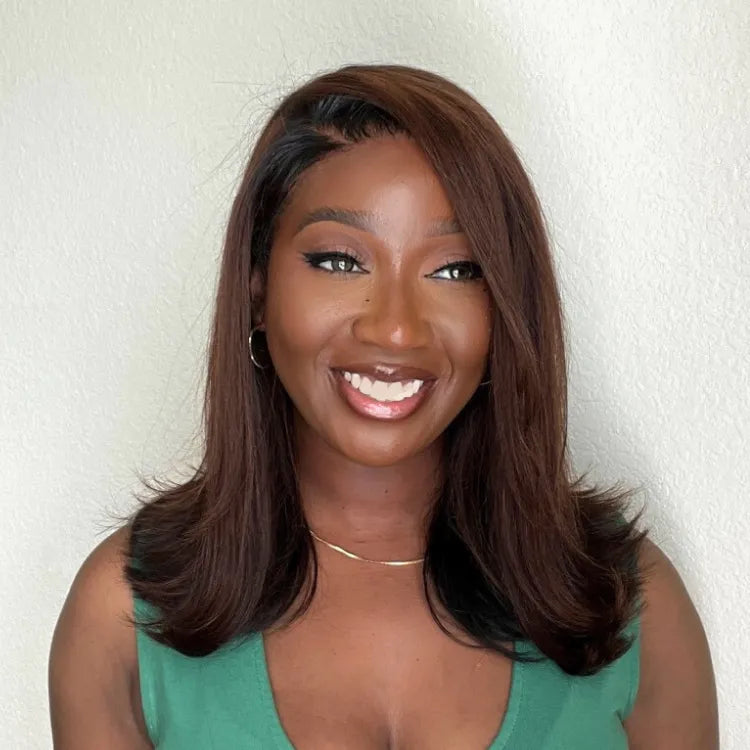 Brown with Black Peekaboo Loose Body Wave Glueless 5x5 Closure Lace Wig