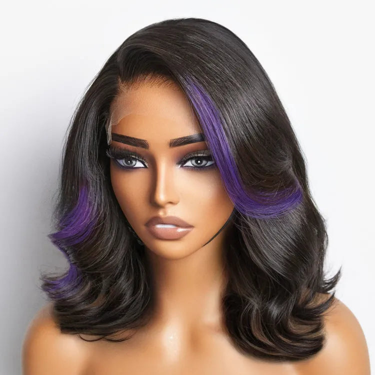 Purple Highlights Loose Wave Glueless 5x5 Closure HD Lace Wig | Large & Small Cap Size Secondary image
