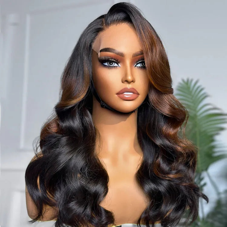 Luvme Hair 180% Density | Trendy Brown with Black Peekaboo Loose Wave Glueless 5x5 Closure Lace Wig - US Only