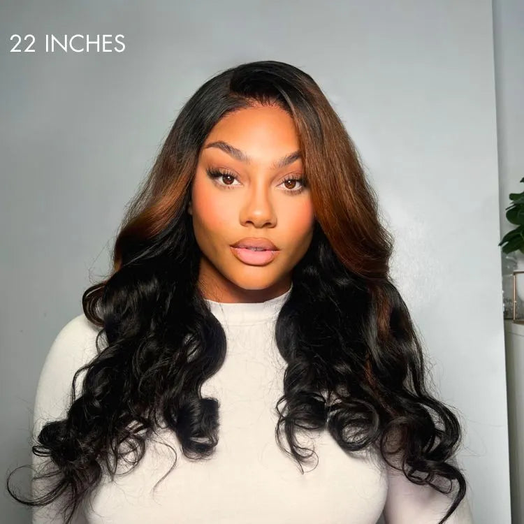 Luvme Hair 180% Density | Trendy Brown with Black Peekaboo Loose Wave Glueless 5x5 Closure Lace Wig - US Only