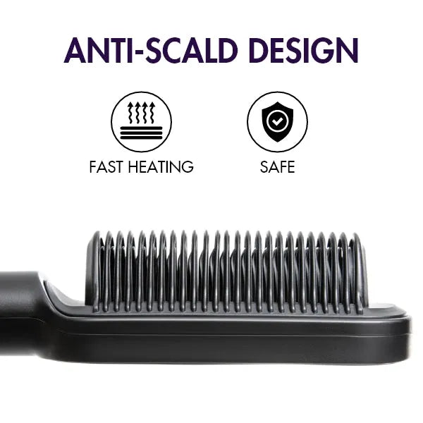 Hair Straightener Comb with US Plug, Built-in Ceramic Heating Plate, 20s Fast Heating & 5 Temp Settings & Anti-Scald for Professional Salon at Home | US Only