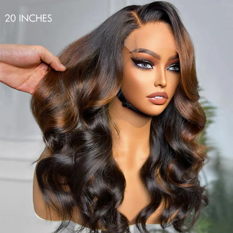 Luvme Hair 180% Density | Trendy Brown with Black Peekaboo Loose Wave Glueless 5x5 Closure Lace Wig - US Only