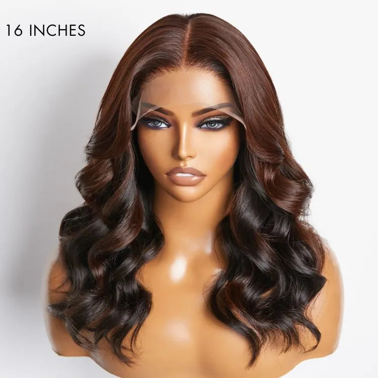 Peekaboo Bronze Brown Loose Body Wave Glueless 5x5 Closure HD Lace Wig | Large & Small Cap Size Secondary image
