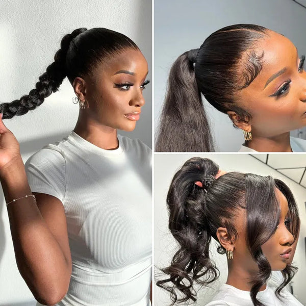 Luvme Hair Full Lace Classy Natural Black Body Wave Free Parting Half Up Half Down Wig Invisi Drawstring Cap Pre-cut Lace
