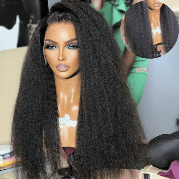 Natural Kinky Straight Glueless 5x5 / 13x4 HD Lace Long Wig 100% Human Hair - US Only