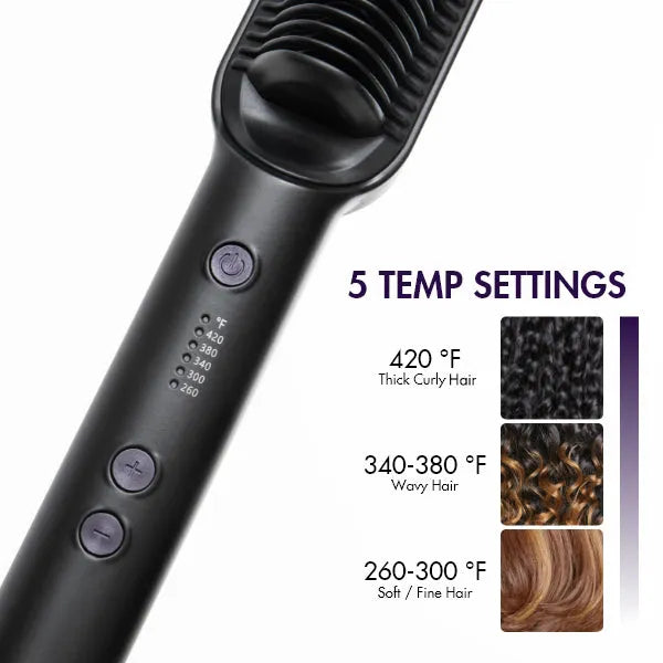 Hair Straightener Comb with US Plug, Built-in Ceramic Heating Plate, 20s Fast Heating & 5 Temp Settings & Anti-Scald for Professional Salon at Home | US Only