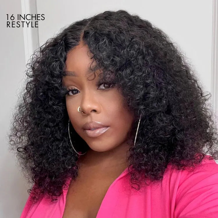 Kinky Curly Natural Black Glueless 5x5 Closure HD Lace Wig Ready To Go | Large & Small Cap Size - US Only