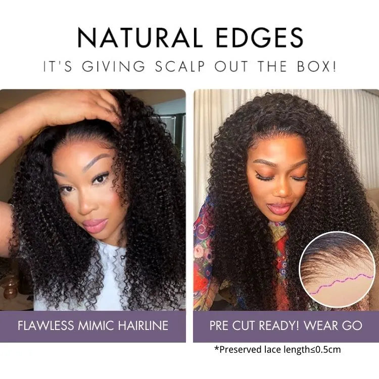Go Natural Ease | Kinky Curly Full Hair Glueless 5x5 Closure Lace Long Curly Wig Ready to Go - US Only