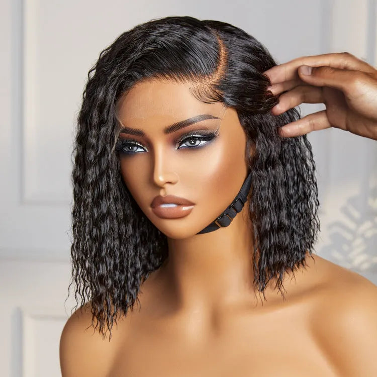 Boho-Chic | Super Bob Bohemian Curly Minimalist HD Lace Glueless C Part Short Wig 100% Human Hair - US Only Main image