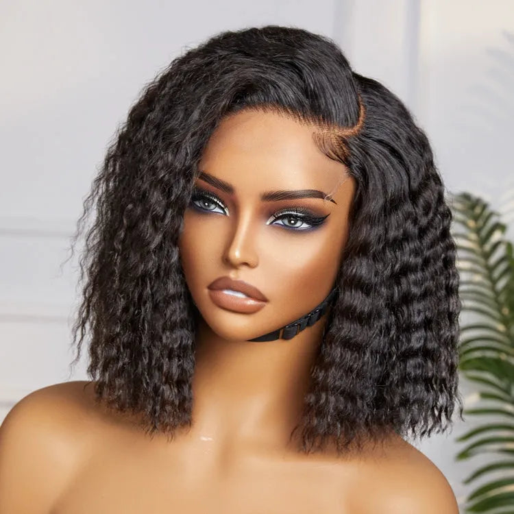 Boho-Chic | Super Bob Bohemian Curly Minimalist HD Lace Glueless C Part Short Wig 100% Human Hair - US Only