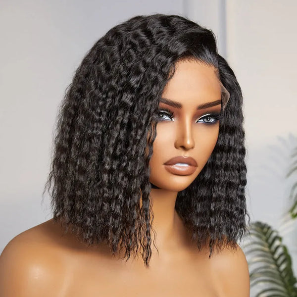 Boho-Chic | Super Bob Bohemian Curly Minimalist HD Lace Glueless C Part Short Wig 100% Human Hair - US Only