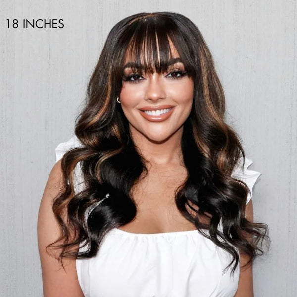 Blonde Highlight Loose Wave Glueless 5x5 Closure Lace Wig with Cute Bangs - US Only
