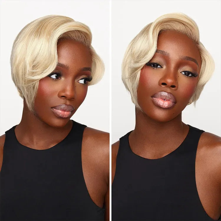 613 Blonde Pixie Cut Wig Glueless Minimalist HD Lace C Part Short Wig 100% Human Hair Pre-Cut Lace - LUVME GLUELESS™ Secondary image