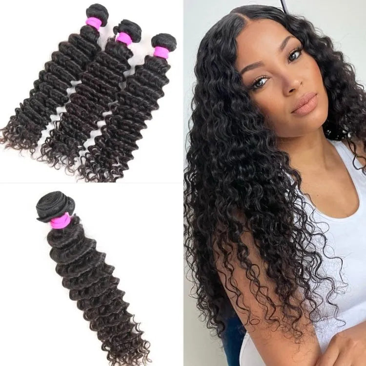 3pcs Deep Wave 100% Virgin Human Hair Curly Bundles Main image