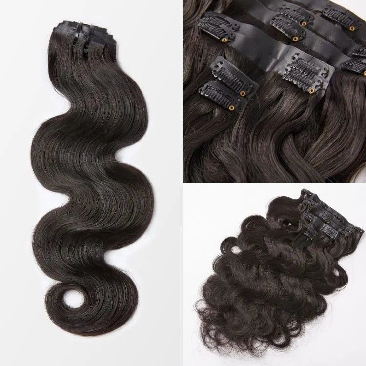 Soft Body Wave Seamless Clip in Extensions Real Human Hair Pieces 135g 9pcs / 7pcs with Free Gift
