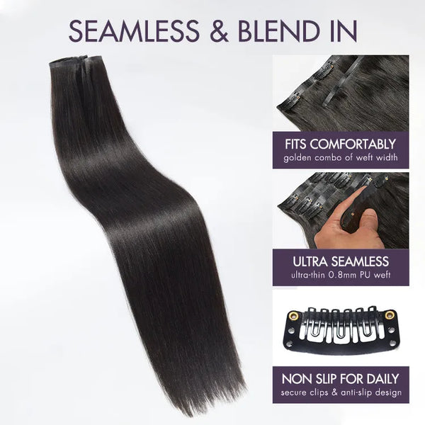 Straight / Body Wave / Kinky Curly / Yaki Straight / Kinky Straight / Messy Curly Clip in Hair Extensions Real Human Hair Pieces 135g 9pcs / 7pcs with Free Gift