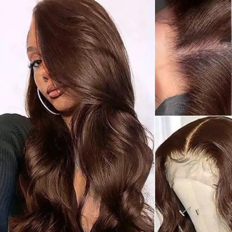 Chestnut Brown Loose Wave 5x5 Closure Lace Glueless Mid Part Long Wig 100% Human Hair - US Only Main image