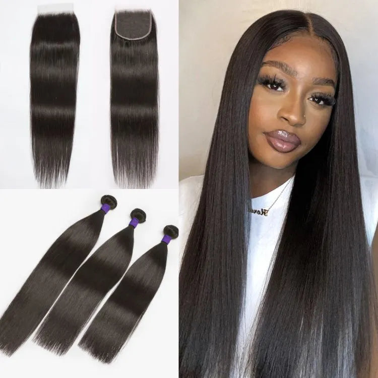 Upgraded Brazilian Hair | 3 Bundles with 5x5 HD Lace Closure Virgin Hair (Straight / Body Wave) Main image