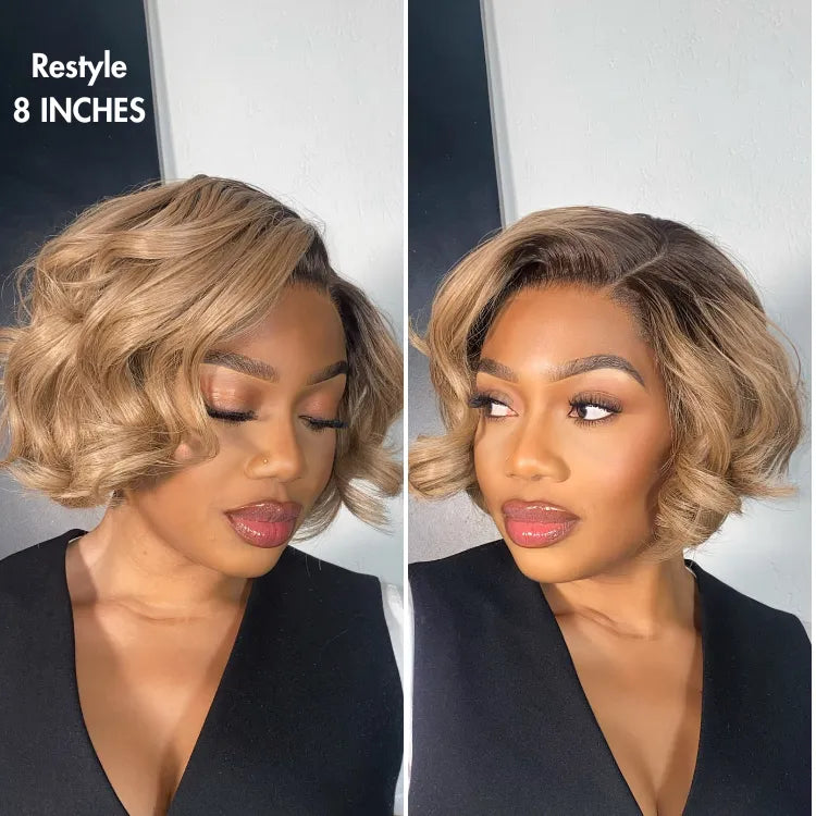 Ash Blonde Ombre Blunt Cut Bob Glueless Minimalist HD Lace Short Bob Wig Ready to Go Pre-Cut Lace Secondary image