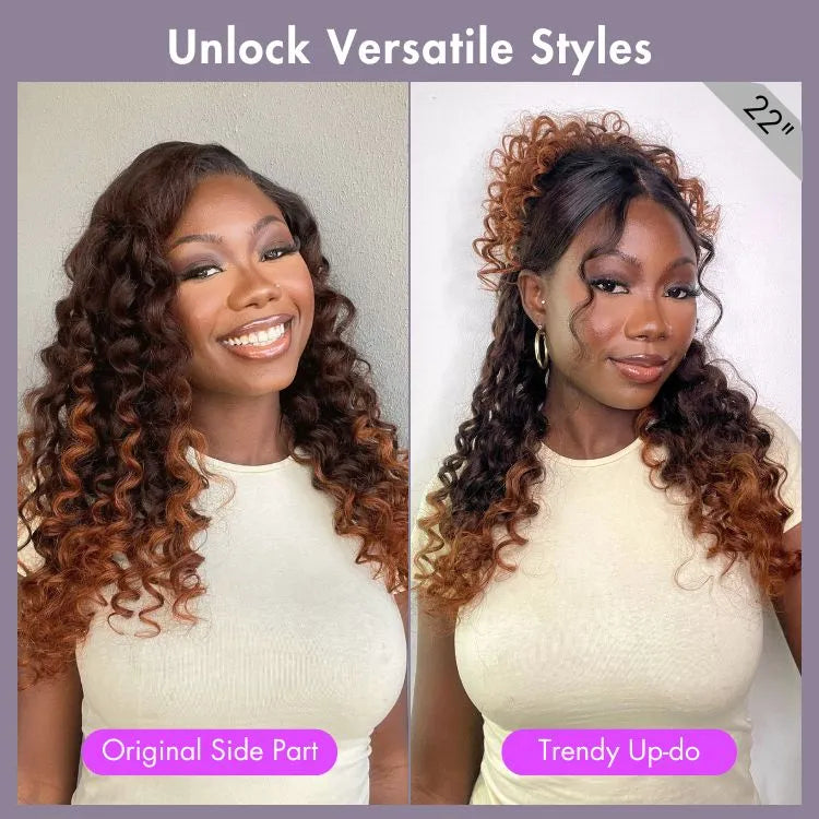 Luvme Hair PartingMax Glueless Wig Ombre Copper Brown Water Wave 7x6 Closure HD Lace Wig  - US Only