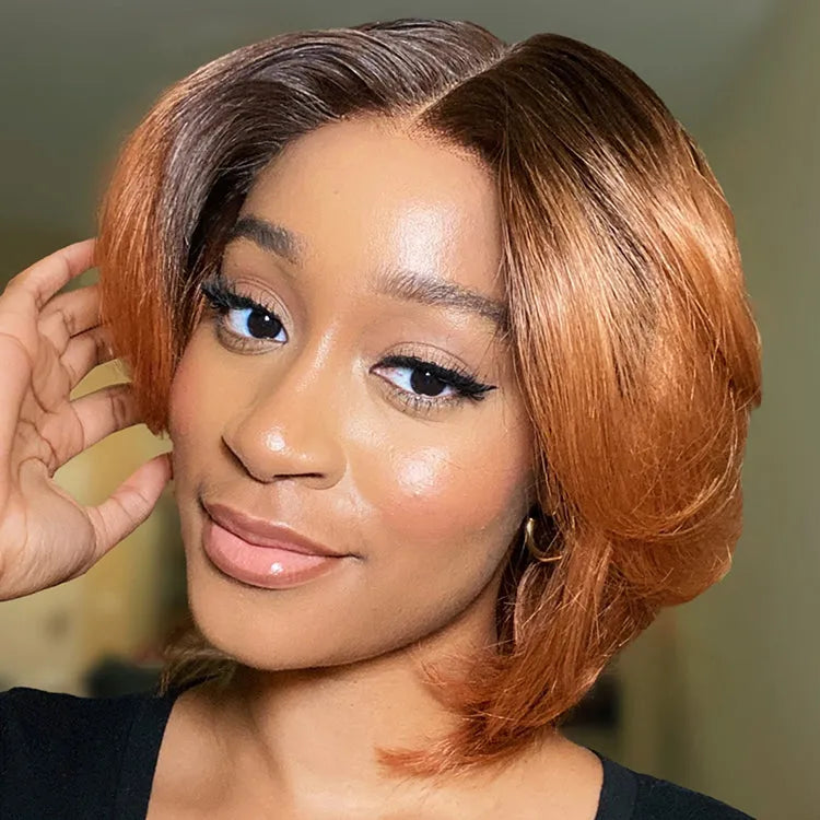 1 SEC INSTALL WIG | Elegant Boss Vibe Short Pixie Cut Ombre Ginger Glueless Minimalist HD Lace Wig Ready to Go Pre-cut Lace Main image
