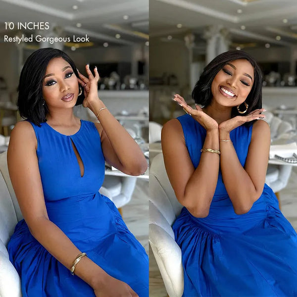Layered Cut Yaki Straight Left C Part Glueless Minimalist HD Lace Bob Wig Ready to Go