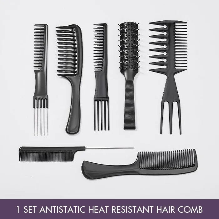 US Only | 7pcs / 1 Set Antistatic Heat Resistant Hair Comb Set for All Hair Types & Styles