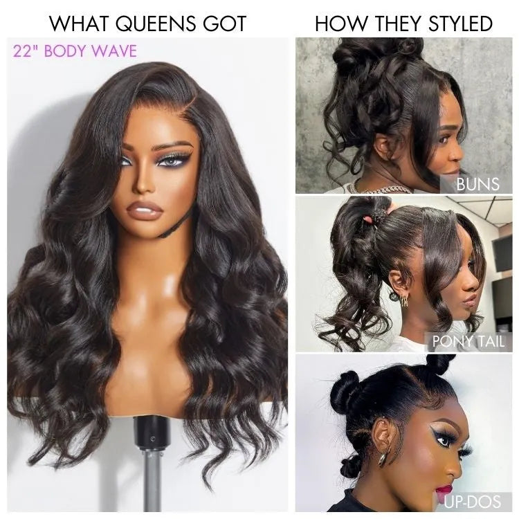 Luvme Hair Full Lace Classy Natural Black Body Wave Free Parting Half Up Half Down Wig Invisi Drawstring Cap Pre-cut Lace