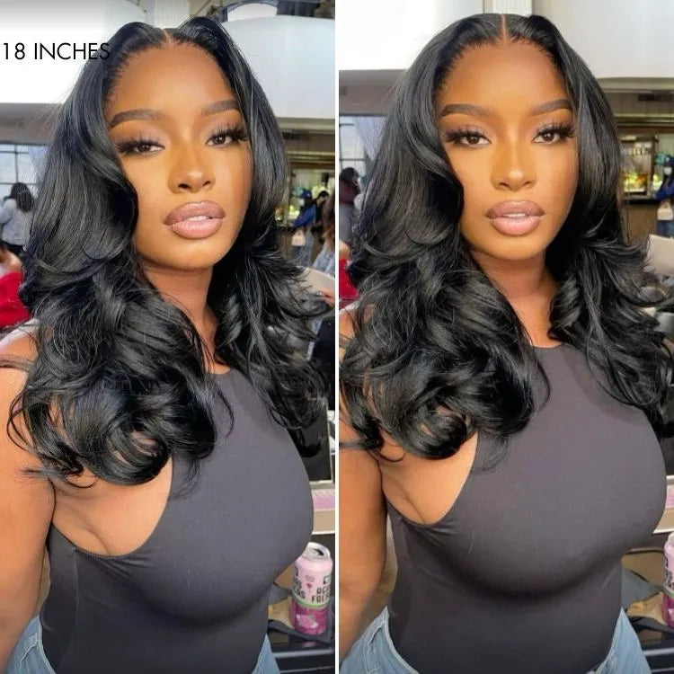Trendy Layered Cut Loose Body Wave 5x5 Closure HD Lace Glueless Mid Part Long Wig - US Only