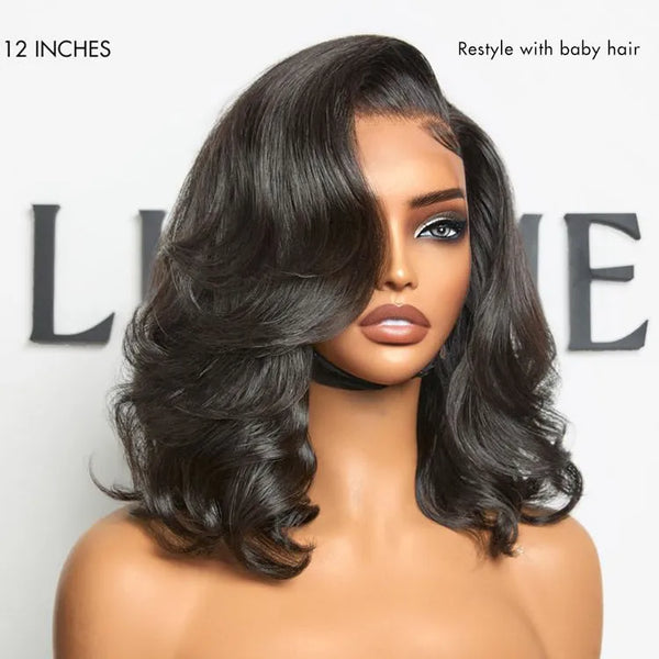 PreMax Wigs - Honey Brown with Blonde Highlights / Natural Black Bouncy Body Wave Glueless 13x4 Frontal Lace Human Hair Wig