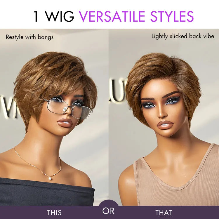 Lightweight Ombre Blonde Mature Boss Pixie Cut Wig Glueless Pre-Cut Minimalist Lace Human Hair Wig | US Only