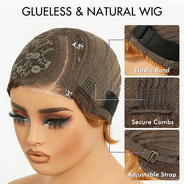 Lightweight Ombre Blonde Mature Boss Pixie Cut Wig Glueless Pre-Cut Minimalist Lace Human Hair Wig | US Only