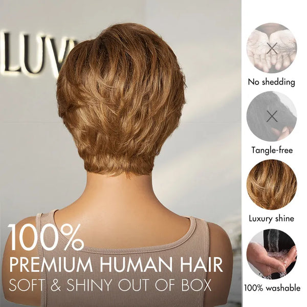 Lightweight Ombre Blonde Mature Boss Pixie Cut Wig Glueless Pre-Cut Minimalist Lace Human Hair Wig | US Only