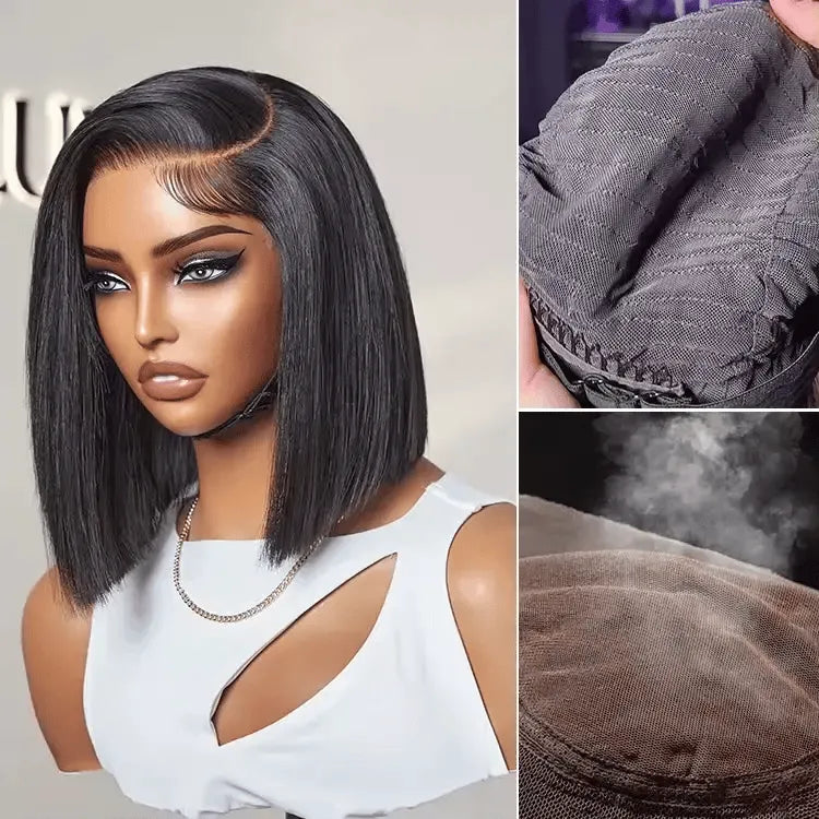 AiryFit™ Scalp Care Wigs | Silky Blunt Cut Bob Snugfit Glueless Minimalist HD Lace Short Wig Pre-Cut Lace  - US Only Main image