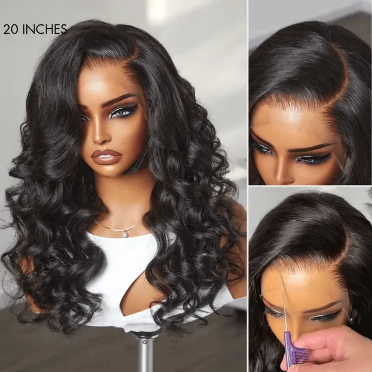 AiryFit™ Scalp Care Wigs - Deep Parting Loose Body Wave Human Hair Wig 11x6 Frontal HD Lace Glueless Wig