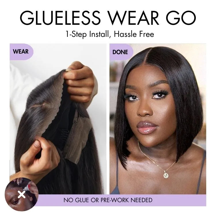 Luvme All-Day Comfort™ Wig Silky Blunt Cut Bob Glueless 7x6 Closure HD Lace Wig Pre-Cut Lace