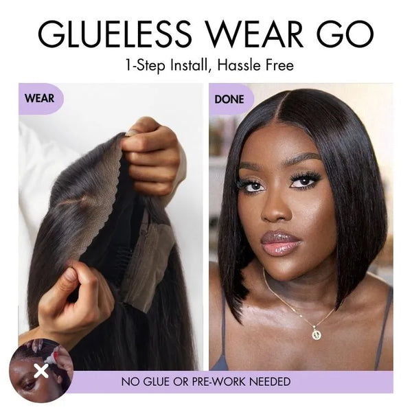 Luvme All-Day Comfort™ Wig Silky Blunt Cut Bob Glueless 7x6 Closure HD Lace Wig Pre-Cut Lace