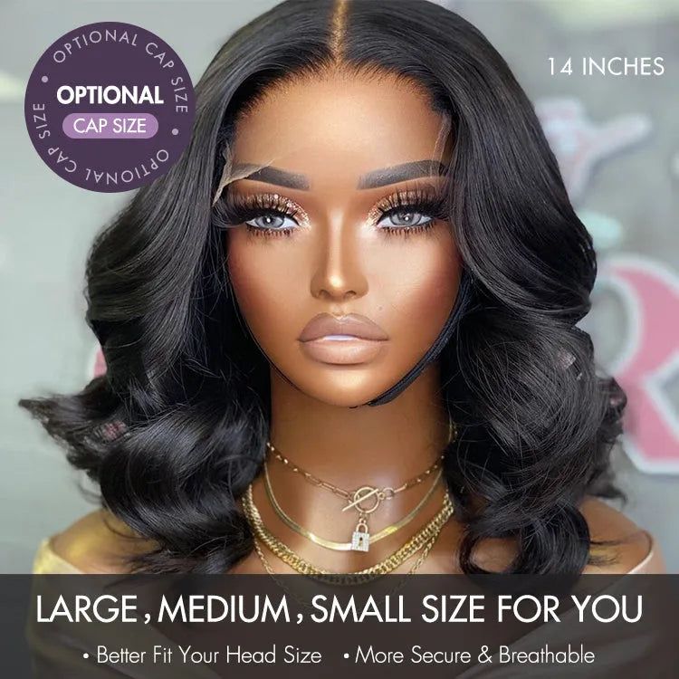 1 SEC INSTALL WIG | Gorgeous Natural Black Loose Wave 5x5 Closure Lace Glueless Short Wig 100% Human Hair | Large & Small Cap Size Secondary image