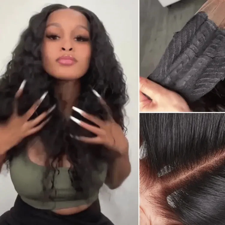 AiryFit™ Scalp Care Wigs - Deep Parting Water Wave Human Hair Wig Glueless 11x6 Frontal HD Lace Curly Wig Main image