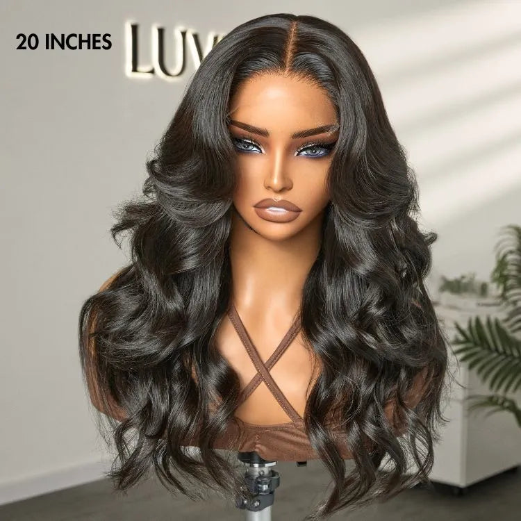 Trendy Layered Cut Loose Body Wave 5x5 Closure HD Lace Glueless Mid Part Long Wig - US Only