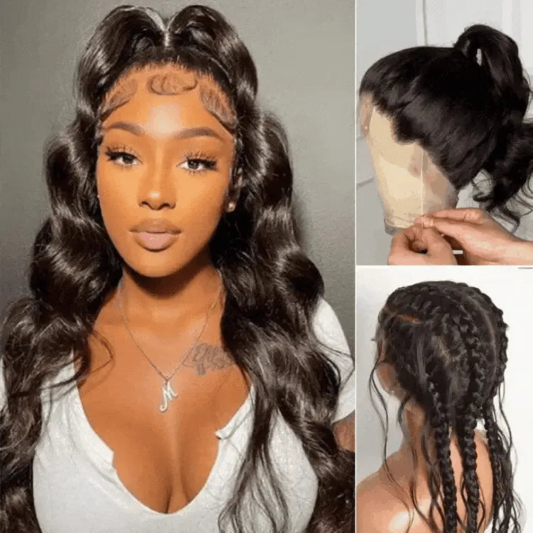 Luvme Hair Full Lace Classy Natural Black Body Wave Free Parting Half Up Half Down Wig Invisi Drawstring Cap Pre-cut Lace Secondary image