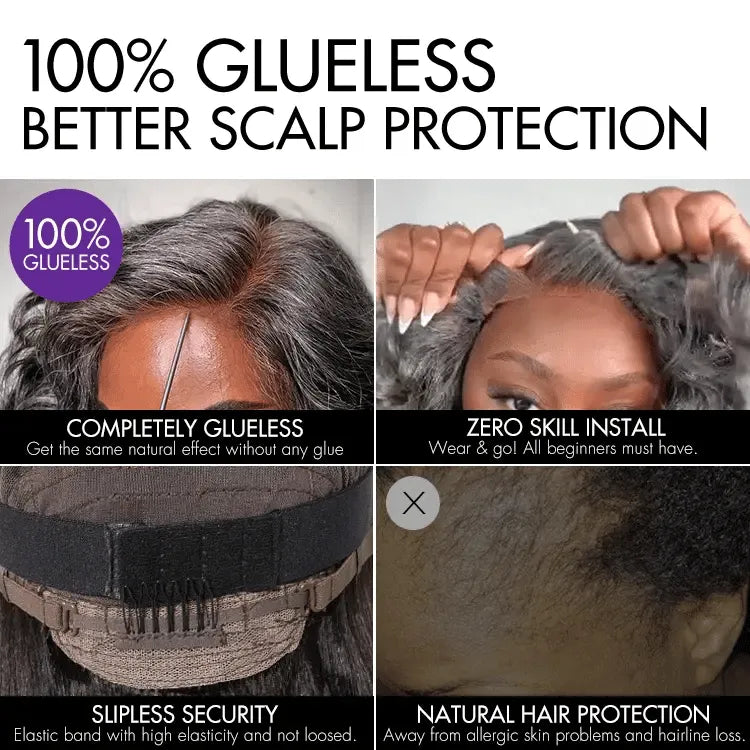 Layered Blowout Salt and Pepper Glueless Grey Wig Minimalist HD Lace Shoulder Length Wavy Wig