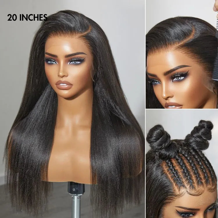 PreMax Wigs - Nature Max Yaki Straight Ear-to-ear 13x6 Frontal HD Lace Glueless Wig 100% Human Hair