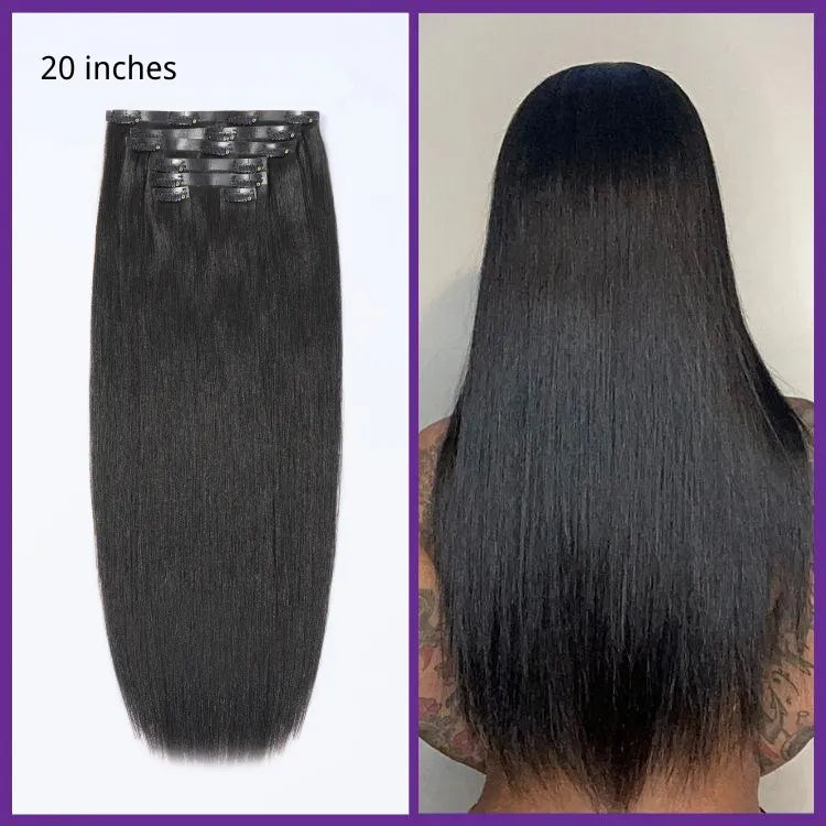 Ultra Natural Seamless Yaki Straight Clip in Extensions Real Human Hair Pieces 135g 9pcs / 7pcs with Free Gift - Limited Offer Secondary image